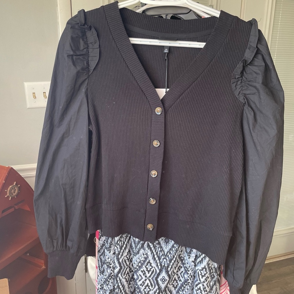 Who‎ What Wear Black Ribbed Top